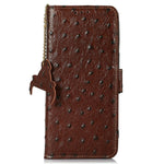 For Xiaomi 17T Pro Case RFID Blocking Genuine Cow Leather Phone Case Ostrich Texture