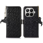 For Xiaomi 17T Pro Case RFID Blocking Genuine Cow Leather Phone Case Ostrich Texture