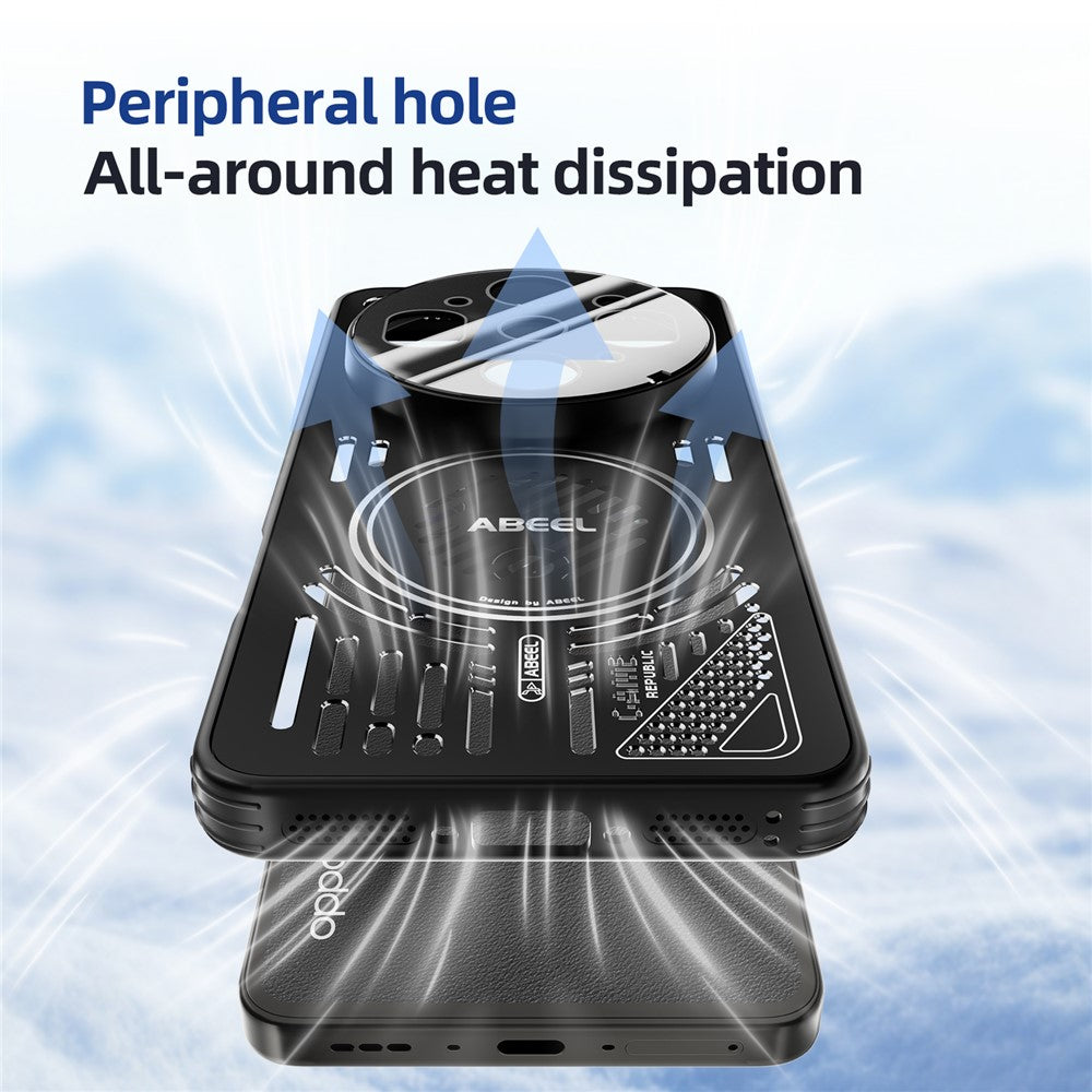 ABEEL For Oppo Find X9 Ultra 5G Magnetic Case Aluminum Alloy + PC + TPU Hollow Heat Dissipation Phone Cover