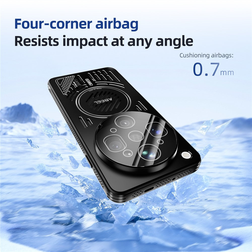 ABEEL For Oppo Find X9 Ultra 5G Magnetic Case Aluminum Alloy + PC + TPU Hollow Heat Dissipation Phone Cover