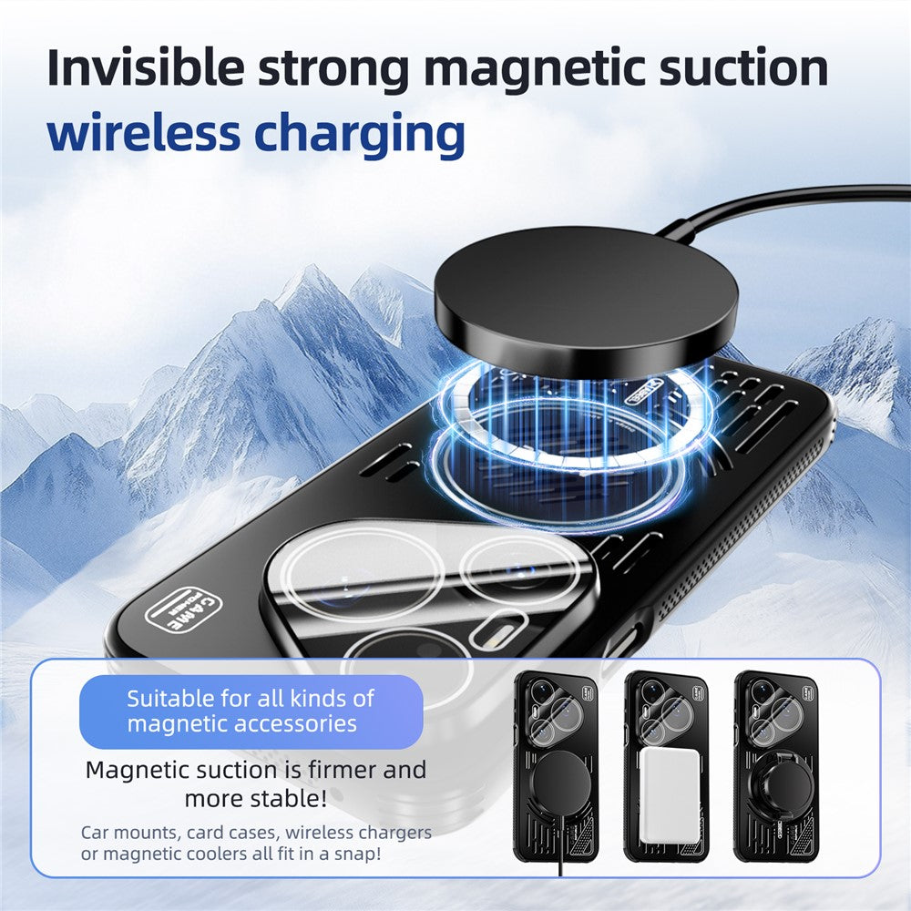 ABEEL Magnetiskt Skal För Huawei Pura 90 Pro Aluminiumlegering + PC + TPU Ihåligt Värmeavledande mobilskal