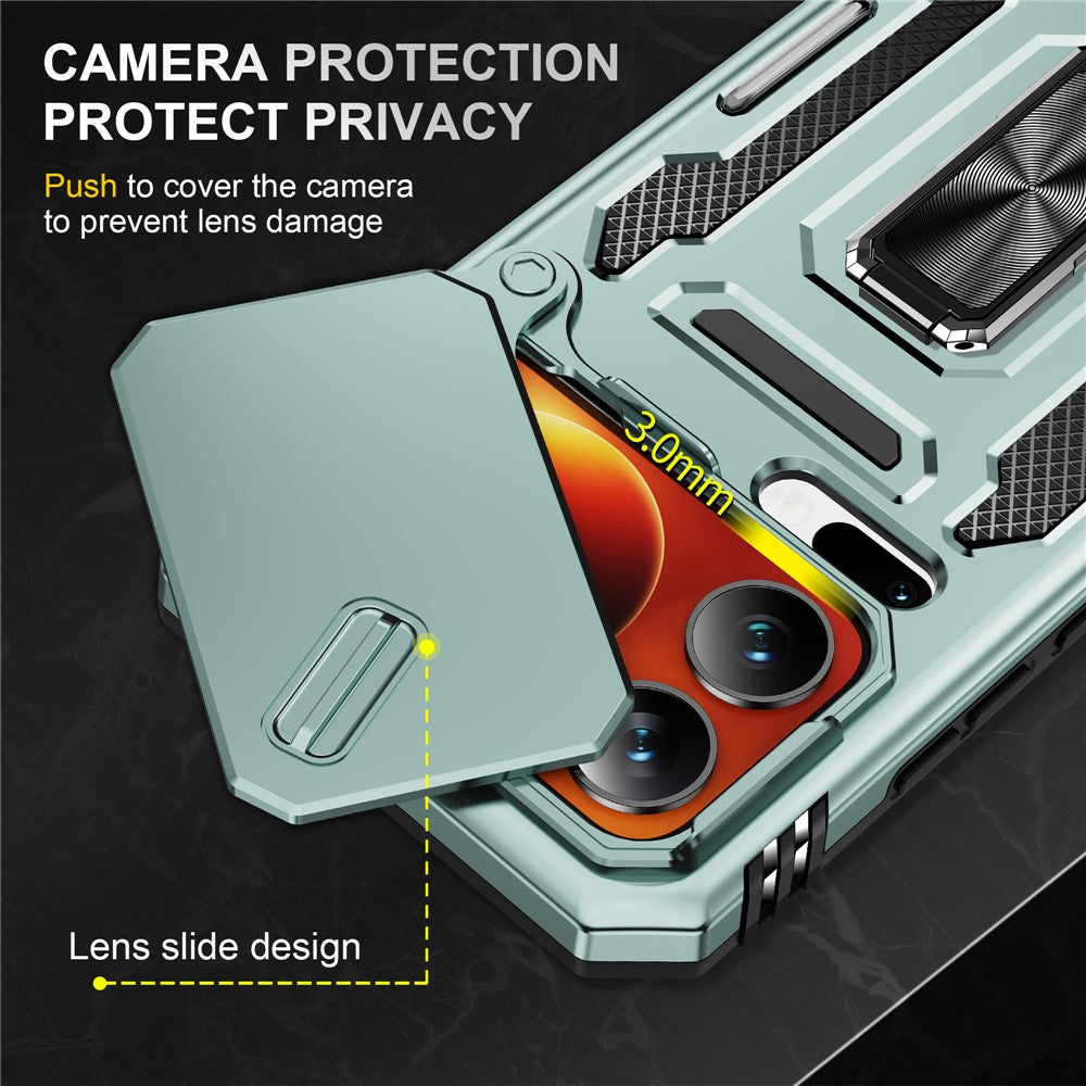 For Xiaomi 17 Pro Max Case Kickstand Slide Lens Lid PC + TPU Drop-Proof Phone Cover