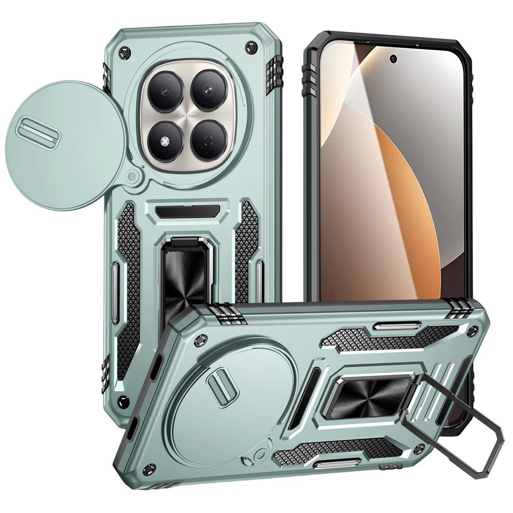 Kickstand Case For Xiaomi Redmi Note 15 4G (Global) / Note 15 5G (Global) / Poco M8 5G Slide Lens Lid PC + TPU Drop-Proof Phone Cover