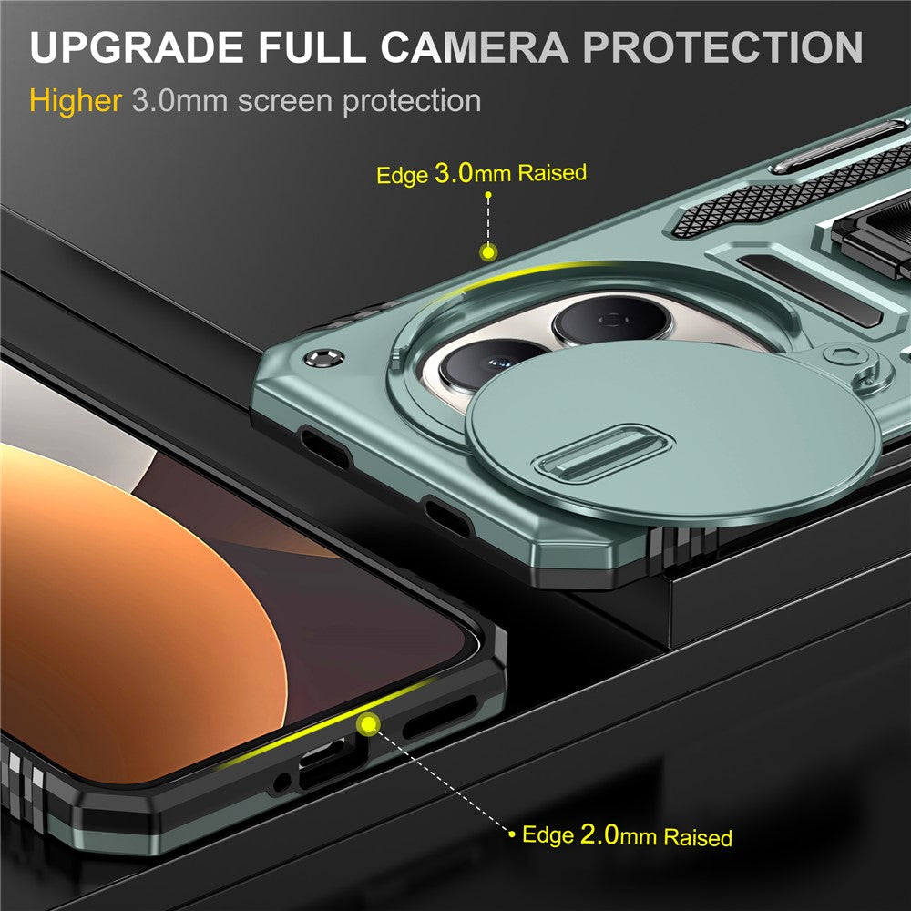Kickstand Case For Xiaomi Redmi Note 15 4G (Global) / Note 15 5G (Global) / Poco M8 5G Slide Lens Lid PC + TPU Drop-Proof Phone Cover