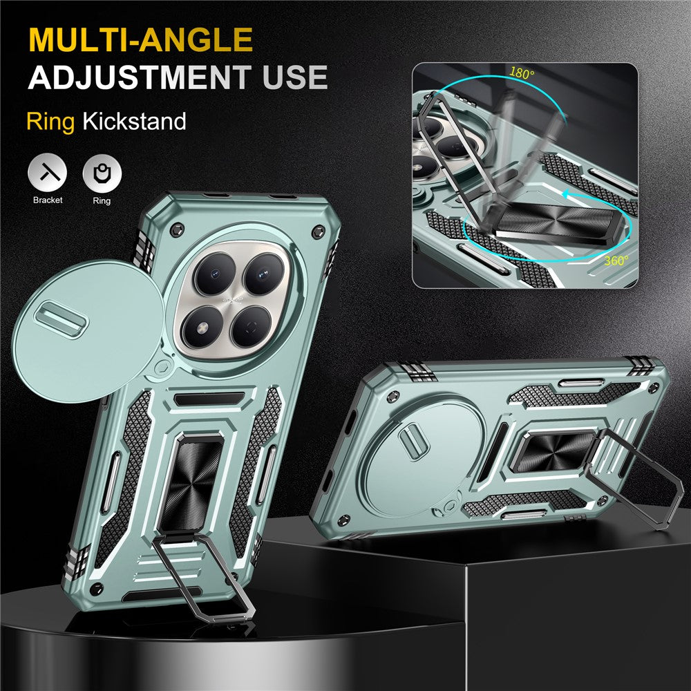 Kickstand Case For Xiaomi Redmi Note 15 4G (Global) / Note 15 5G (Global) / Poco M8 5G Slide Lens Lid PC + TPU Drop-Proof Phone Cover