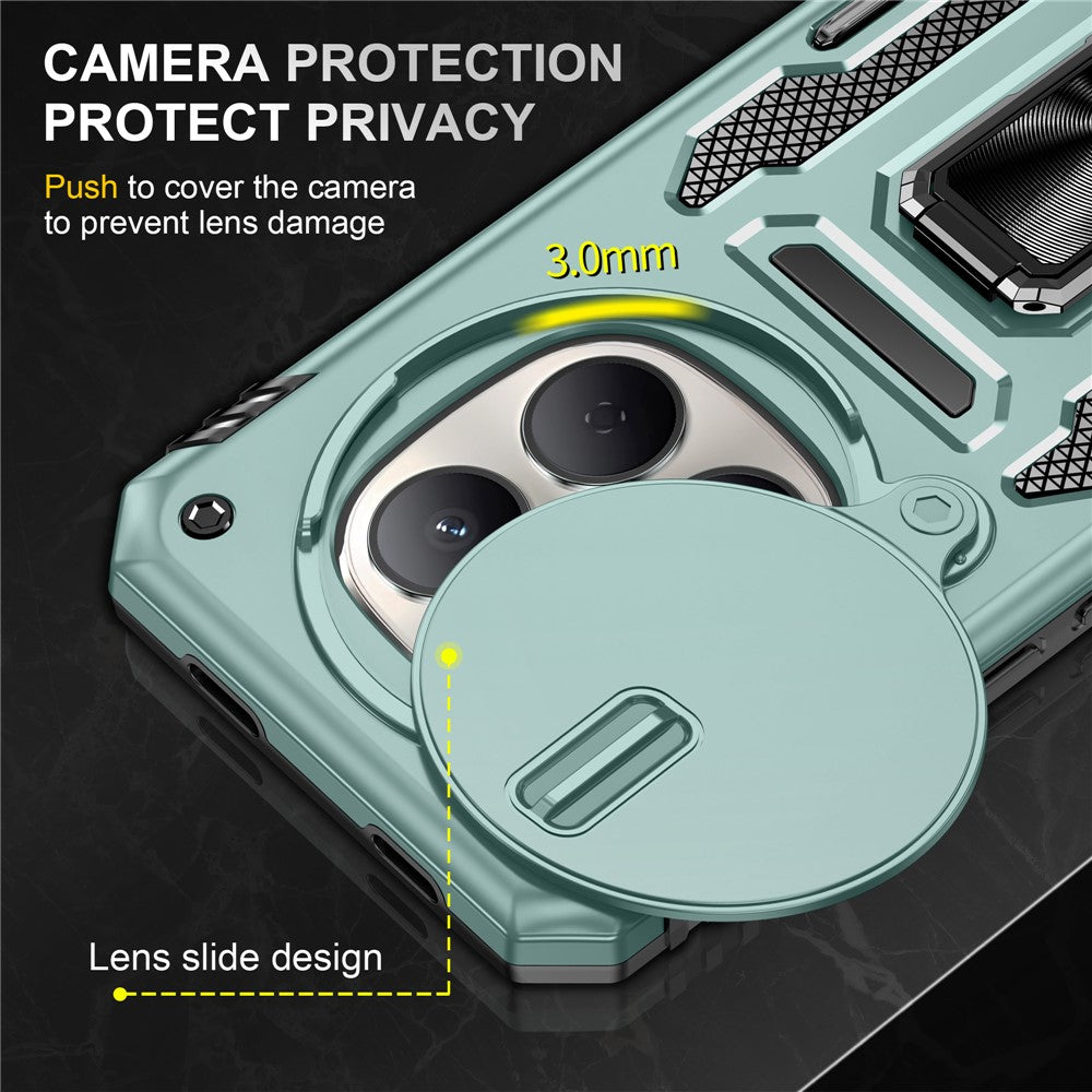 Kickstand Case For Xiaomi Redmi Note 15 4G (Global) / Note 15 5G (Global) / Poco M8 5G Slide Lens Lid PC + TPU Drop-Proof Phone Cover