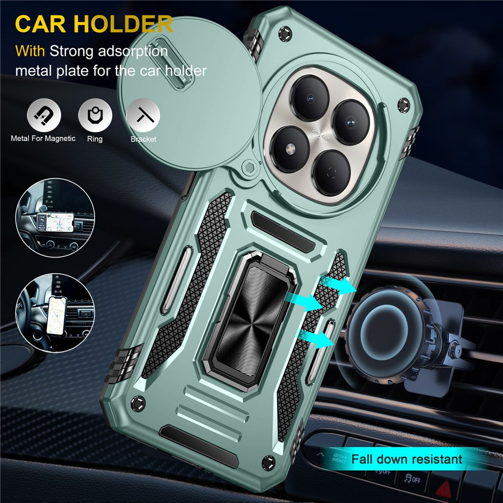 Kickstand Case For Xiaomi Redmi Note 15 4G (Global) / Note 15 5G (Global) / Poco M8 5G Slide Lens Lid PC + TPU Drop-Proof Phone Cover