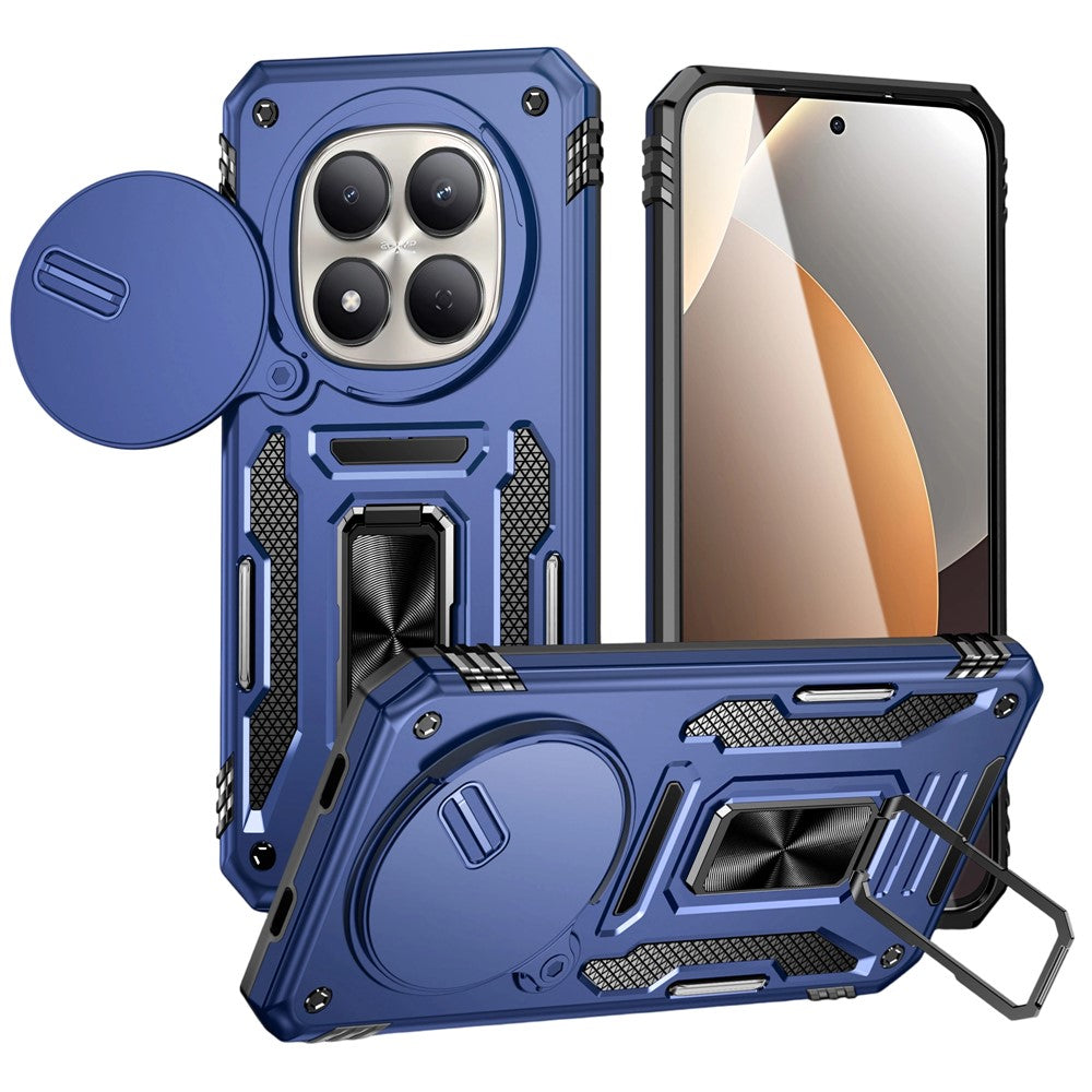 Kickstand Case For Xiaomi Redmi Note 15 4G (Global) / Note 15 5G (Global) / Poco M8 5G Slide Lens Lid PC + TPU Drop-Proof Phone Cover