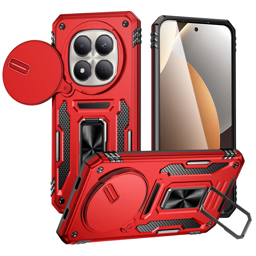 Kickstand Case For Xiaomi Redmi Note 15 4G (Global) / Note 15 5G (Global) / Poco M8 5G Slide Lens Lid PC + TPU Drop-Proof Phone Cover