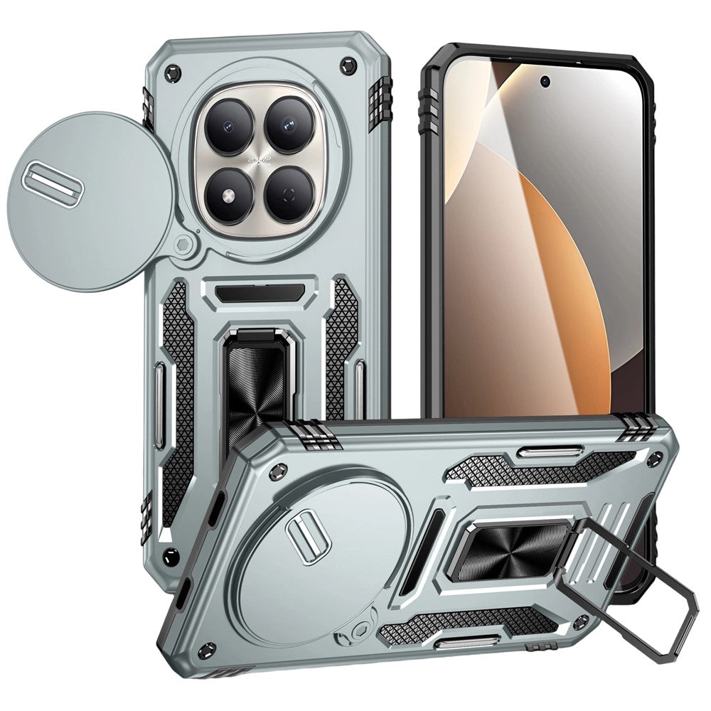 Kickstand Case For Xiaomi Redmi Note 15 4G (Global) / Note 15 5G (Global) / Poco M8 5G Slide Lens Lid PC + TPU Drop-Proof Phone Cover