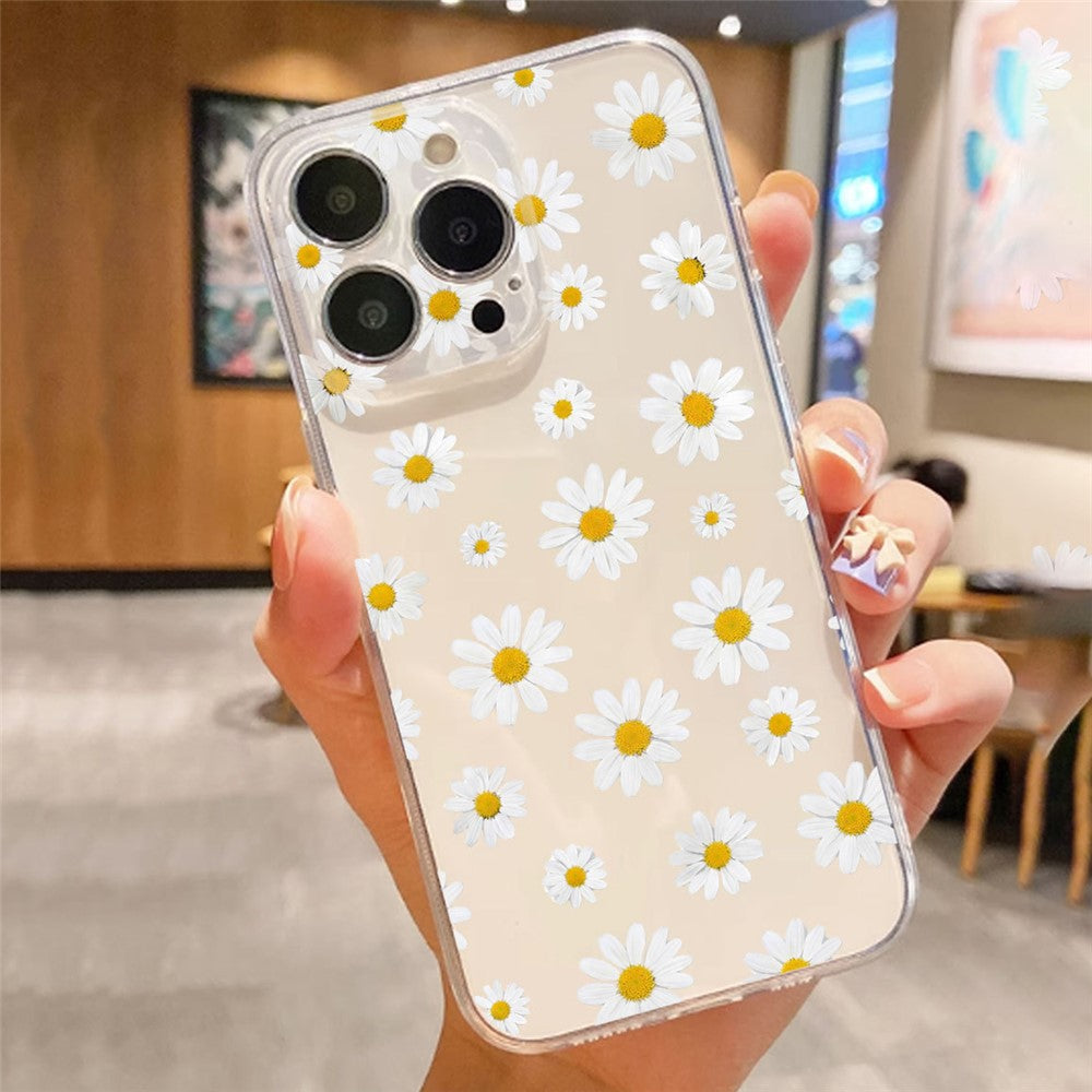 For iPhone 13 Pro Case Daisy Pattern Clear TPU Phone Back Cover