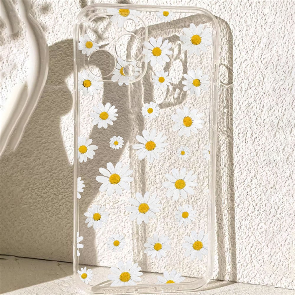 For iPhone 13 Pro Case Daisy Pattern Clear TPU Phone Back Cover