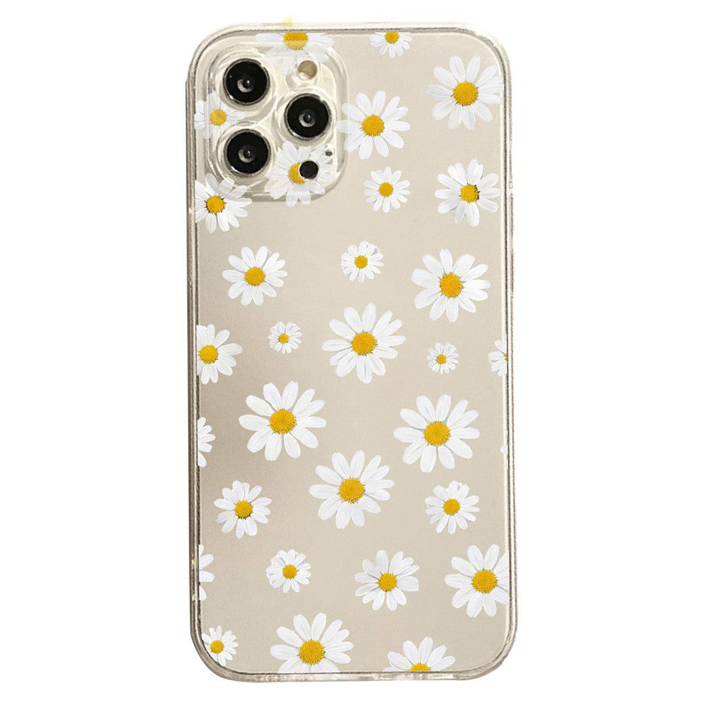 For iPhone 12 Pro Max Case Daisy Pattern Clear TPU Phone Back Cover
