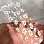 For iPhone 12 Pro Max Case Daisy Pattern Clear TPU Phone Back Cover