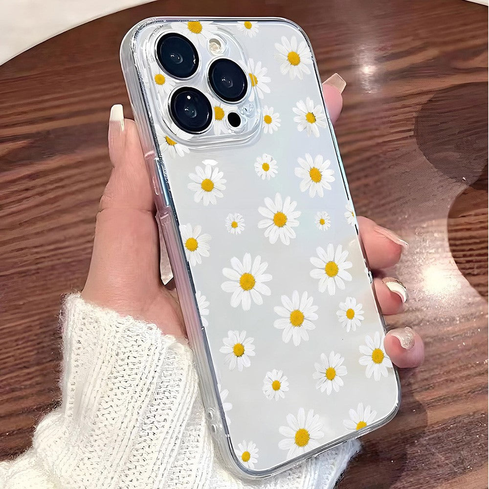 For iPhone 12 Pro Case Daisy Pattern Clear TPU Phone Back Cover