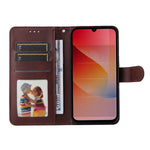 HAT PRINCE för Xiaomi Redmi 15a 5G PU-läder plånboksfodral ENKAY mobilstativ med 9H härdat glas