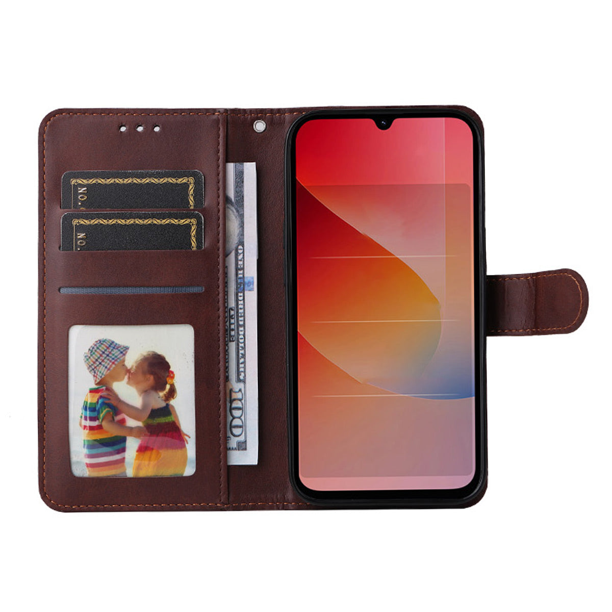 HAT PRINCE för Xiaomi Redmi 15a 5G PU-läder plånboksfodral ENKAY mobilstativ med 9H härdat glas