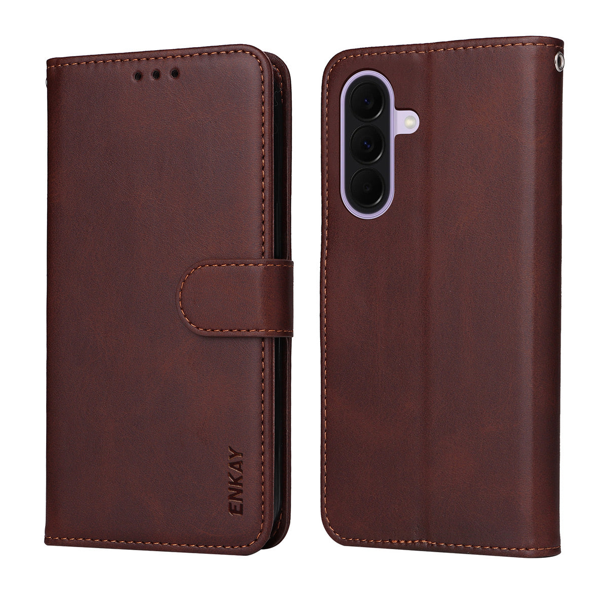 HAT PRINCE för Samsung Galaxy A27 5G PU-läder plånboksfodral ENKAY mobilstativ med 9H härdat glas