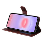 HAT PRINCE för Samsung Galaxy A27 5G PU-läder plånboksfodral ENKAY mobilstativ med 9H härdat glas