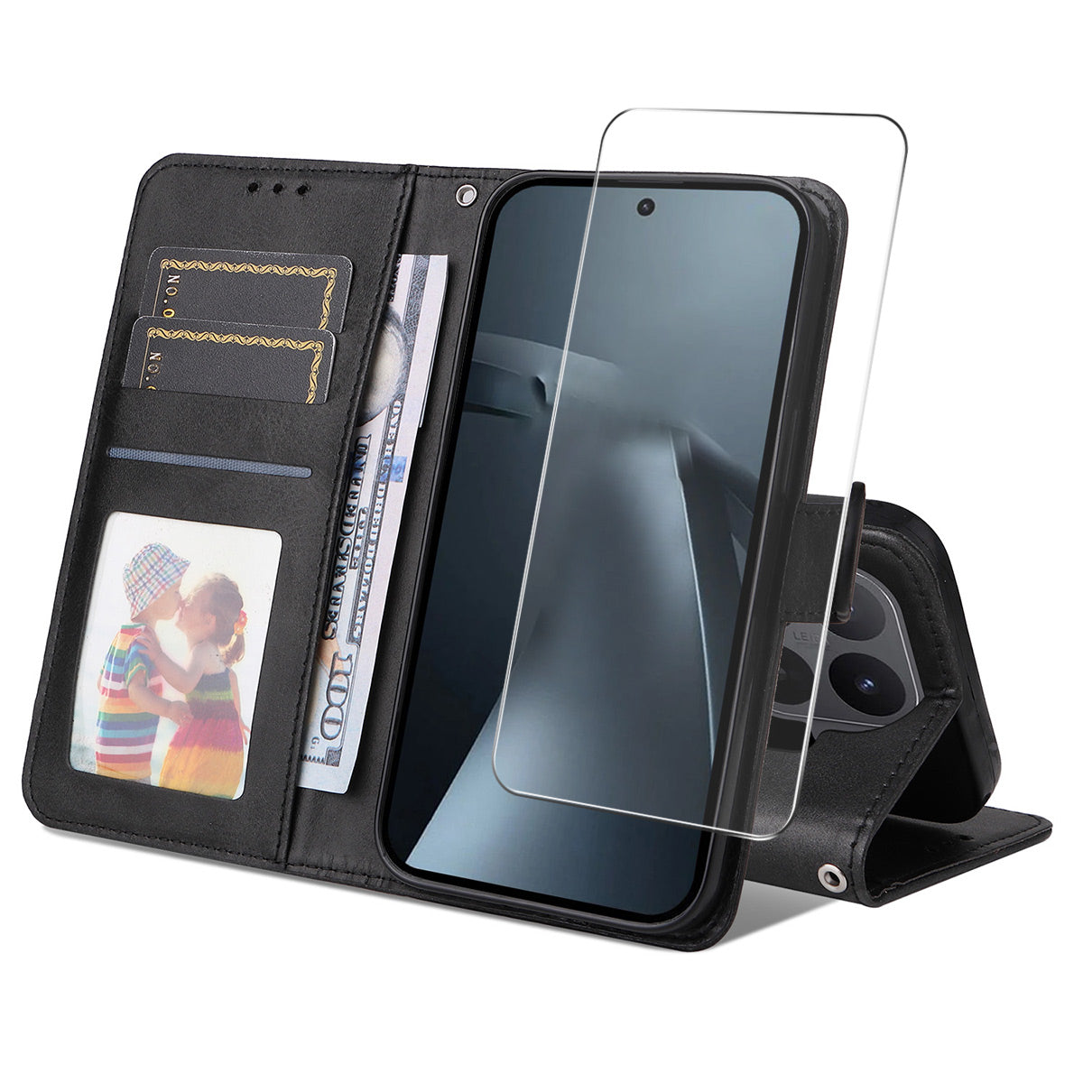 HAT PRINCE for Xiaomi 17T Wallet Case ENKAY  Leather Phone Stand Cover with 0.18mm Screen Protector, Ultrasonic Fingerprint Unlock