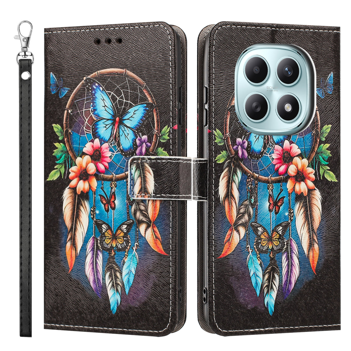 For Xiaomi Redmi Note 15 Pro 4G (Global) Case Pattern Printing PU Leather Flip Wallet Phone Cover with Wrist Strap