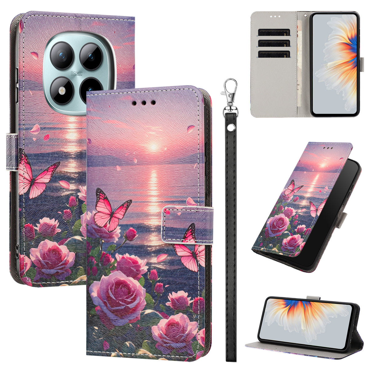 For Xiaomi Redmi Note 15 Pro 5G (Global) Case Pattern Printing PU Leather Flip Wallet Phone Cover with Wrist Strap