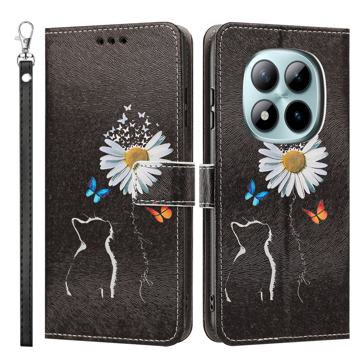 For Xiaomi Redmi Note 15 Pro 5G (Global) Case Pattern Printing PU Leather Flip Wallet Phone Cover with Wrist Strap