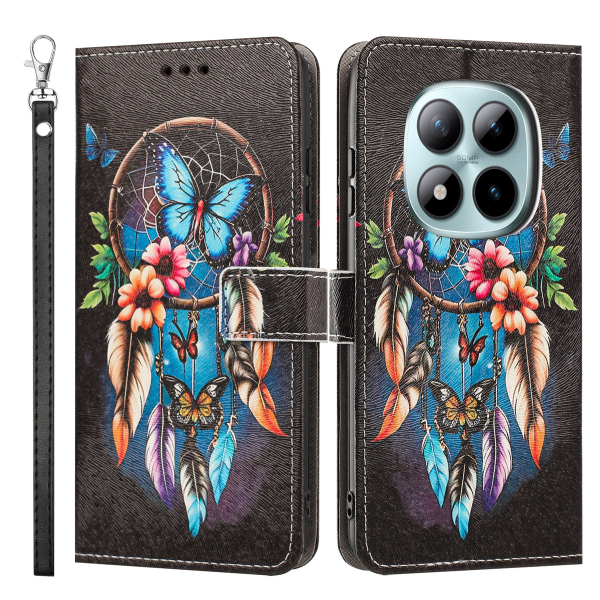 For Xiaomi Redmi Note 15 Pro 5G (Global) Case Pattern Printing PU Leather Flip Wallet Phone Cover with Wrist Strap