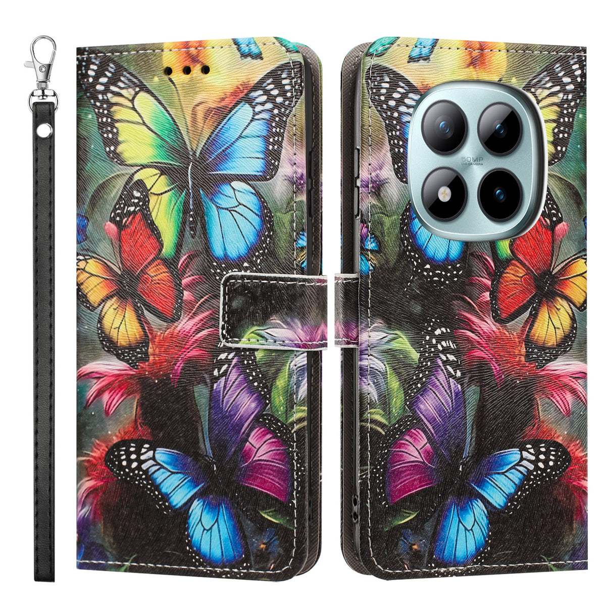 For Xiaomi Redmi Note 15 Pro 5G (Global) Case Pattern Printing PU Leather Flip Wallet Phone Cover with Wrist Strap