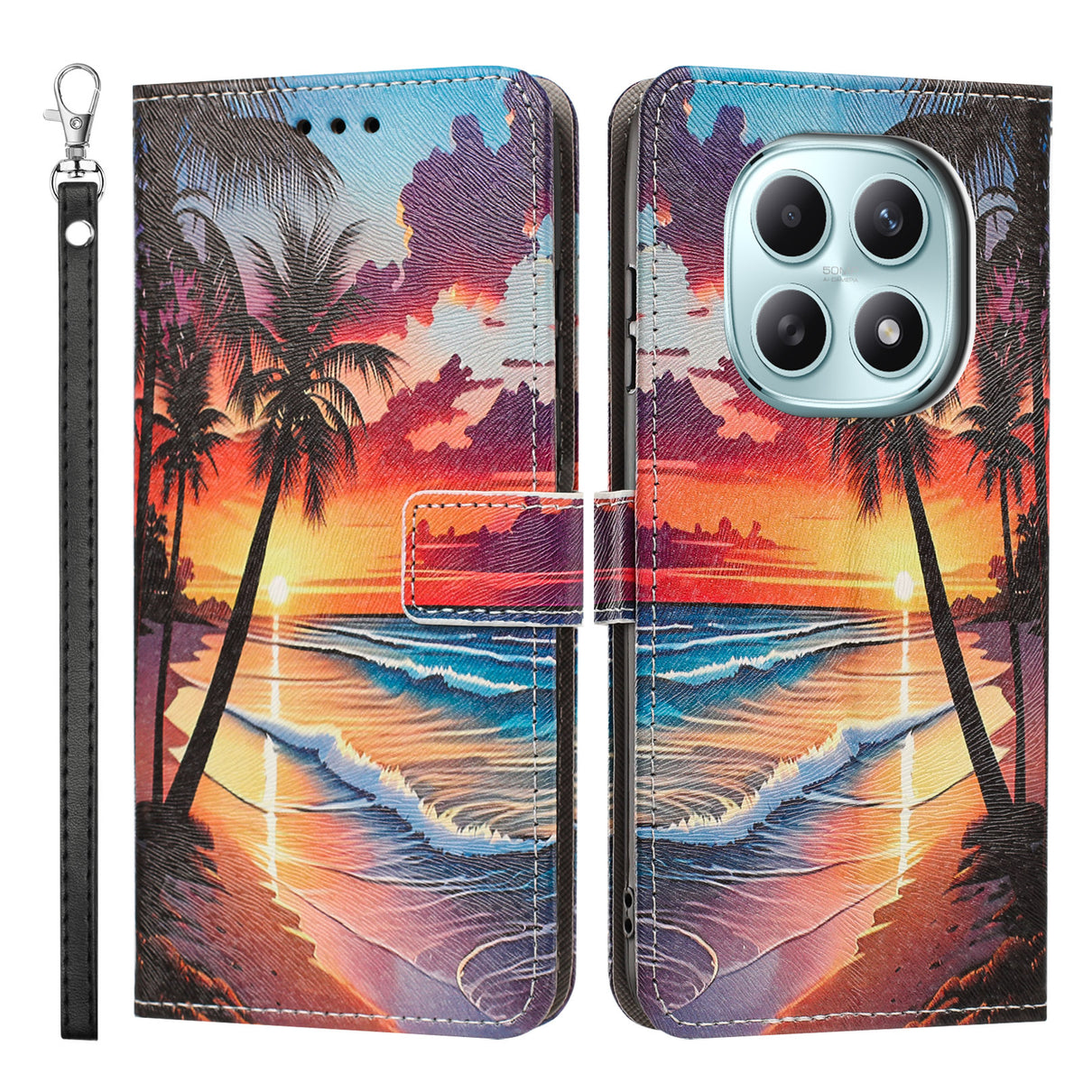 For Xiaomi Poco M8 5G / Xiaomi Redmi Note 15 4G (Global) / Xiaomi Redmi Note 15 5G (Global) Case Pattern Printing PU Leather Flip Wallet Phone Cover with Wrist Strap