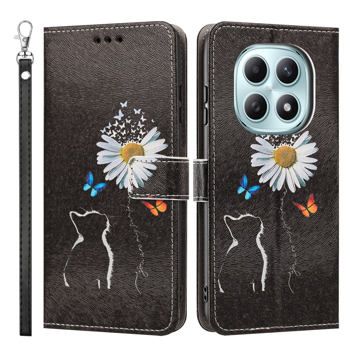For Xiaomi Poco M8 5G / Xiaomi Redmi Note 15 4G (Global) / Xiaomi Redmi Note 15 5G (Global) Case Pattern Printing PU Leather Flip Wallet Phone Cover with Wrist Strap