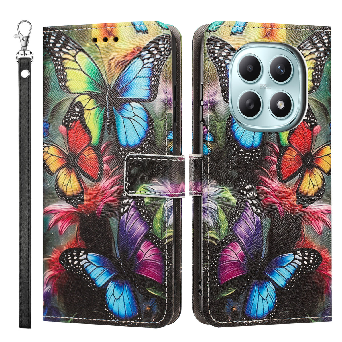 For Xiaomi Poco M8 5G / Xiaomi Redmi Note 15 4G (Global) / Xiaomi Redmi Note 15 5G (Global) Case Pattern Printing PU Leather Flip Wallet Phone Cover with Wrist Strap