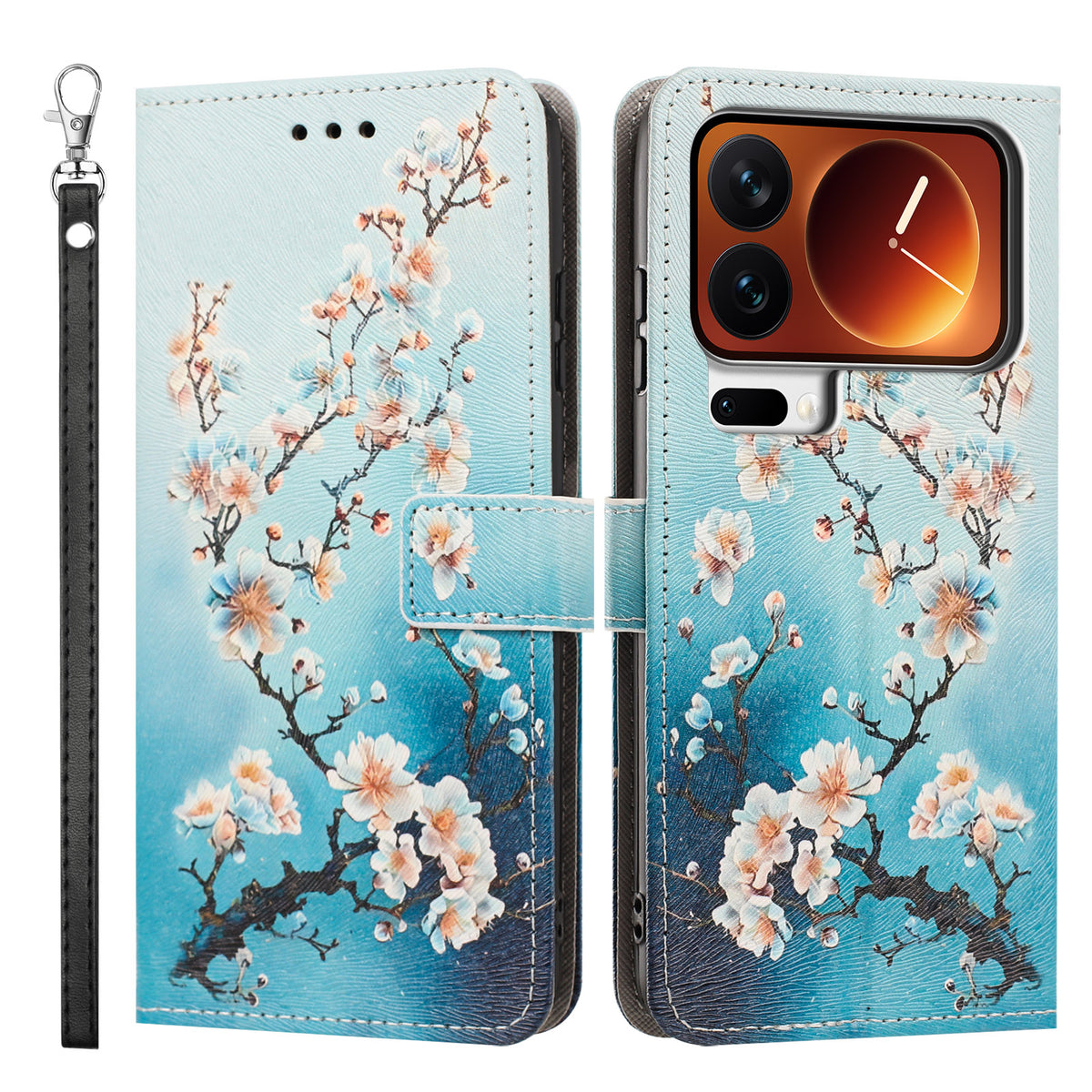 For Xiaomi 17 Pro Max Case Pattern Printing PU Leather Flip Wallet Phone Cover with Wrist Strap