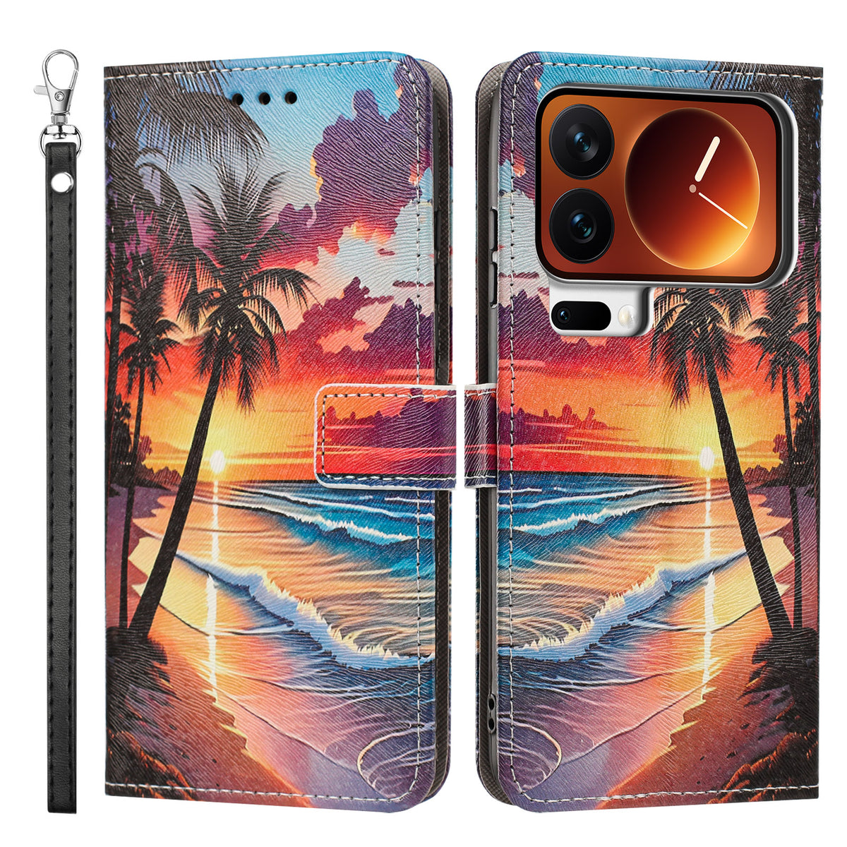 For Xiaomi 17 Pro Case Pattern Printing PU Leather Flip Wallet Phone Cover with Wrist Strap