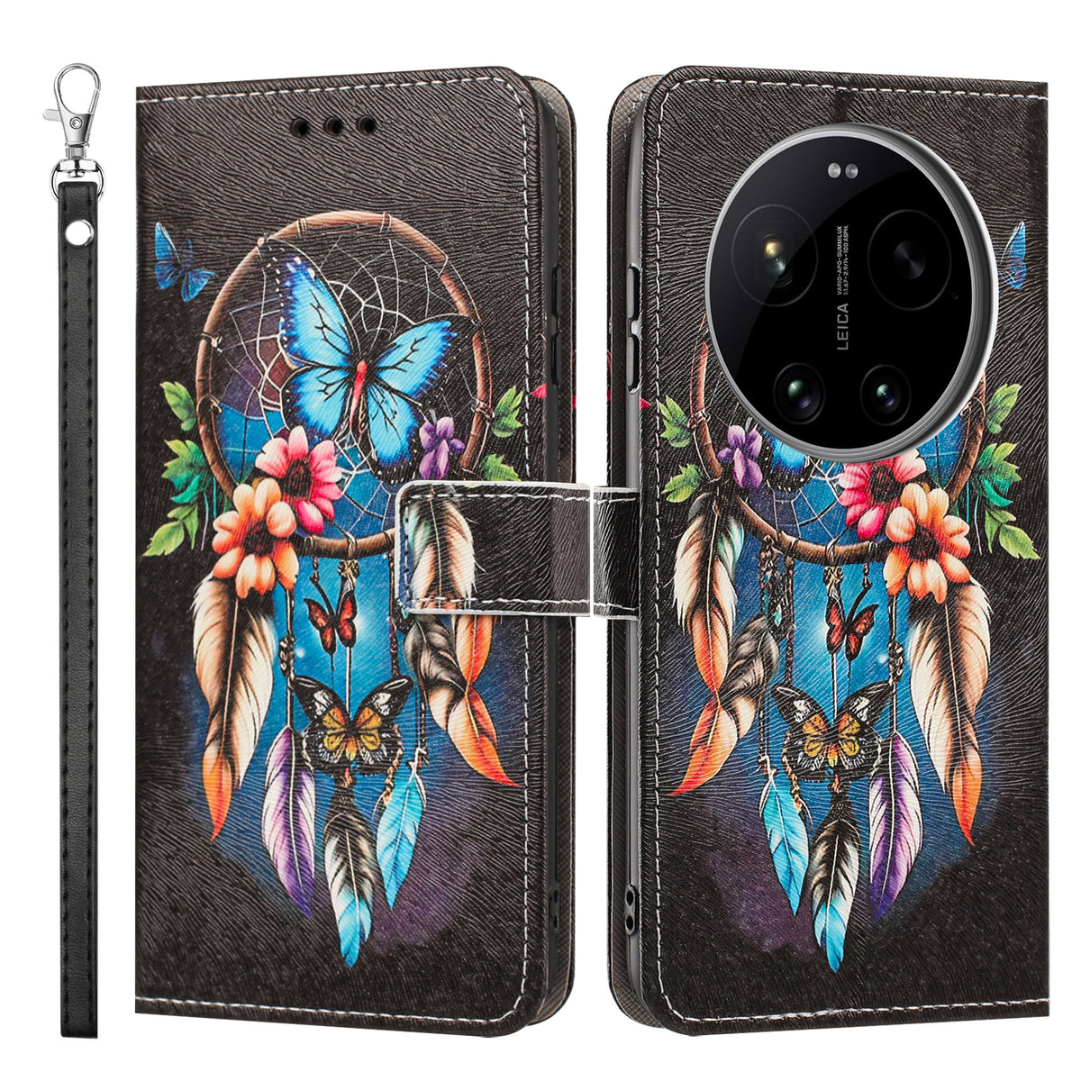 For Xiaomi 17 Ultra 5G Case Pattern Printing PU Leather Flip Wallet Phone Cover with Wrist Strap