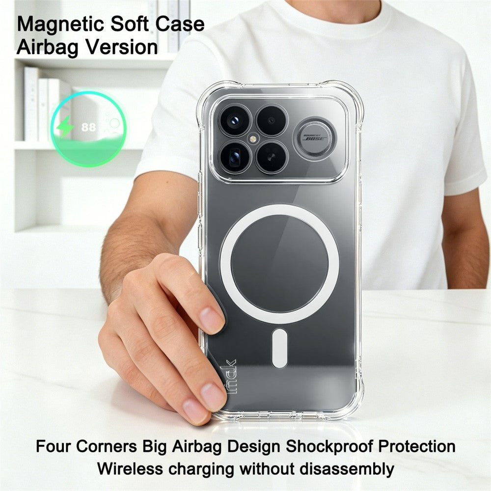 IMAK för Xiaomi Redmi K90 Pro Max 5G / Poco F8 Ultra Magnetiskt Skal Airbag Stötsäkert Skydd TPU mobilskal