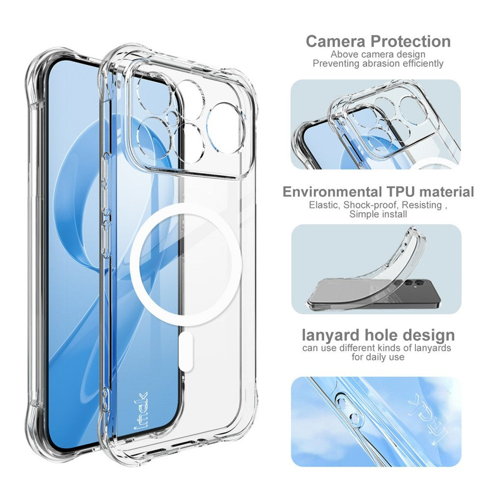 IMAK för Xiaomi Redmi K90 Pro Max 5G / Poco F8 Ultra Magnetiskt Skal Airbag Stötsäkert Skydd TPU mobilskal