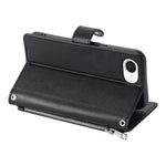 Wallet Case for iPhone SE (2022) / SE (2020) / iPhone 8 / 7 Litchi Texture Zipper Pocket Stand Leather Flip Phone Cover with Wrist Strap