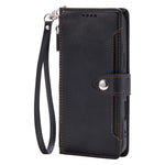 Wallet Case for iPhone SE (2022) / SE (2020) / iPhone 8 / 7 Litchi Texture Zipper Pocket Stand Leather Flip Phone Cover with Wrist Strap