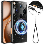 For Oppo Find X9 Ultra 5G Magnetic Case Glitter TPU Shockproof Phone Cover with Lanyard