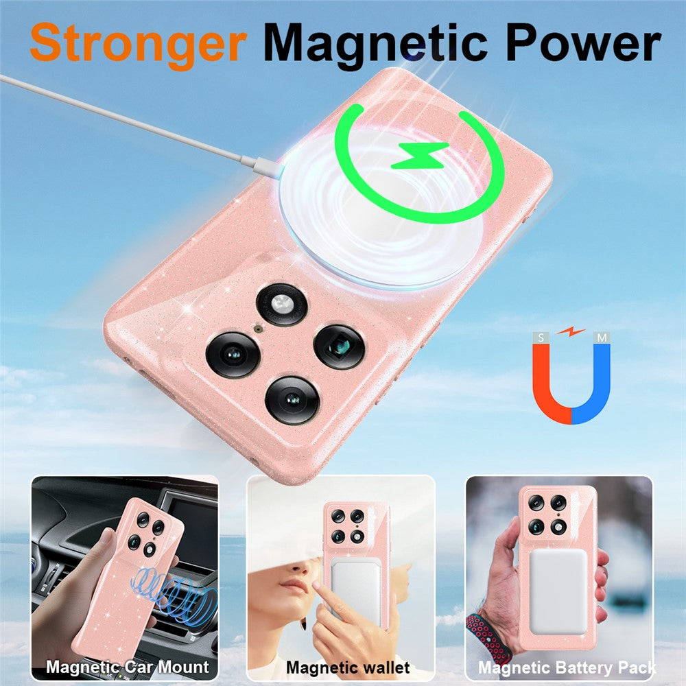 For Motorola Signature 5G  /  Moto X70 Air Pro 5G  /  Edge 70 Ultra 5G Magnetic Case Glitter TPU Shockproof Phone Cover with Lanyard
