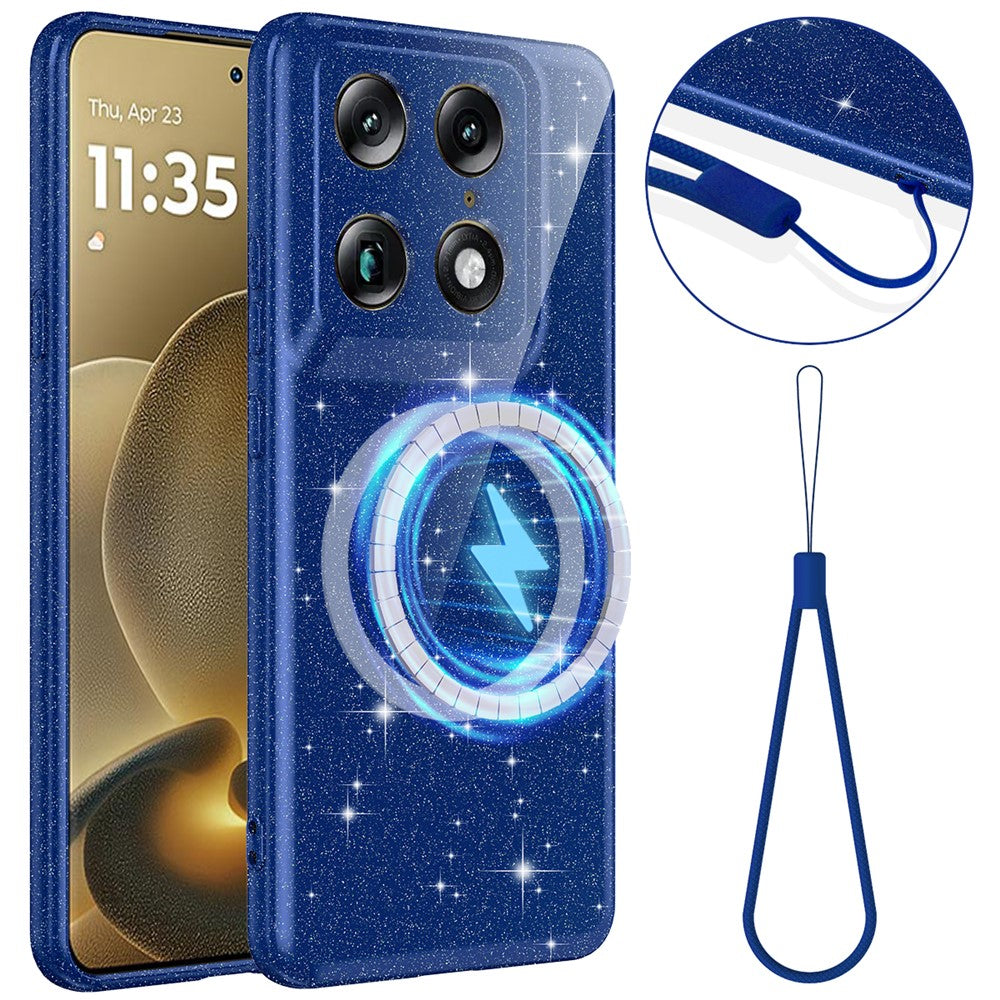 For Motorola Signature 5G  /  Moto X70 Air Pro 5G  /  Edge 70 Ultra 5G Magnetic Case Glitter TPU Shockproof Phone Cover with Lanyard