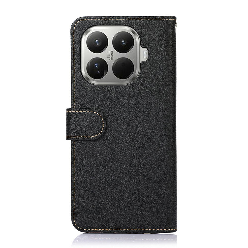KHAZNEH For Xiaomi 17T Case RFID Blocking Wallet Litchi Texture PU Leather Phone Cover with Strap