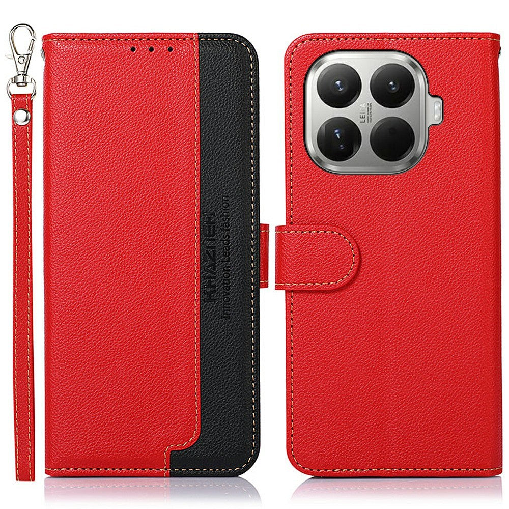 KHAZNEH For Xiaomi 17T Case RFID Blocking Wallet Litchi Texture PU Leather Phone Cover with Strap
