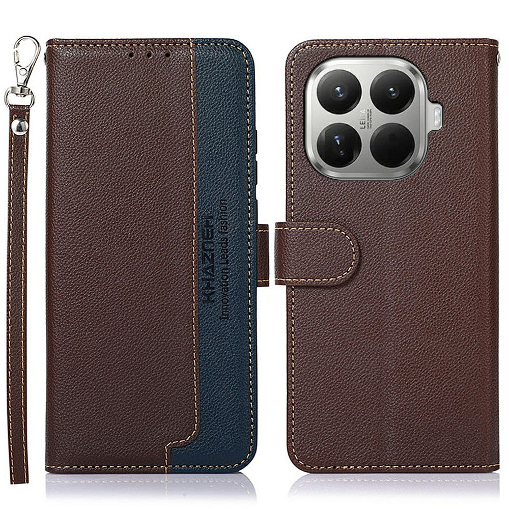KHAZNEH For Xiaomi 17T Case RFID Blocking Wallet Litchi Texture PU Leather Phone Cover with Strap