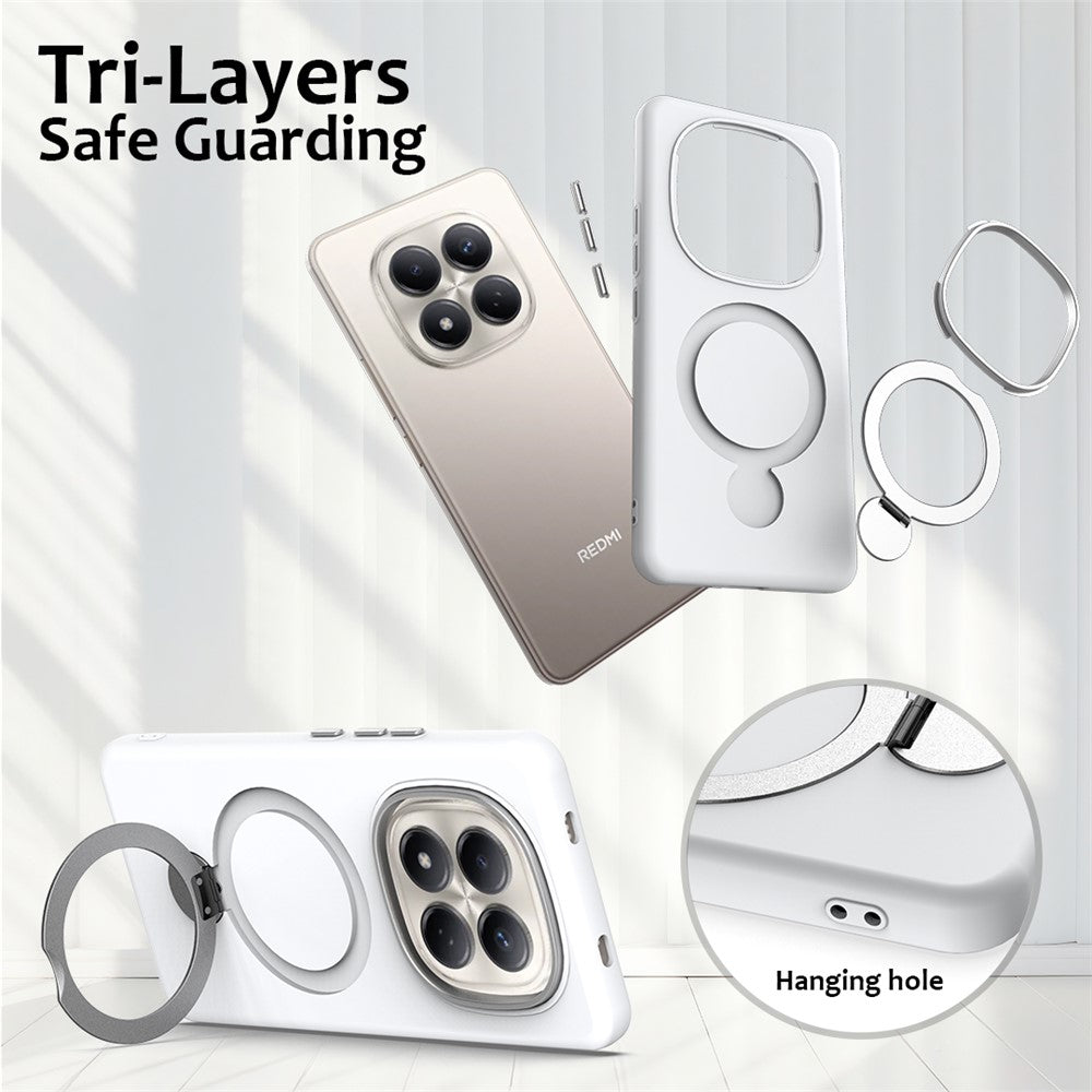 For Xiaomi Redmi Note 15 Pro+ 5G (Global)  /  Poco M8 Pro 5G Magnetic Case Rotating Ring Kickstand TPU + PC Back Cover