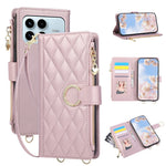 For Xiaomi Redmi K90 5G / Poco F8 Pro 5G Case Magnetic Ring Buckle Zipper Pocket Rhombic Leather Phone Cover with Wrist Strap