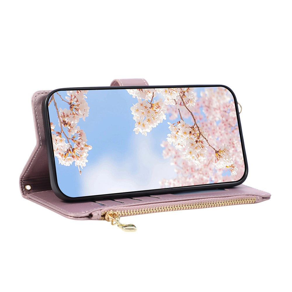 For Xiaomi Redmi K90 5G / Poco F8 Pro 5G Case Magnetic Ring Buckle Zipper Pocket Rhombic Leather Phone Cover with Wrist Strap