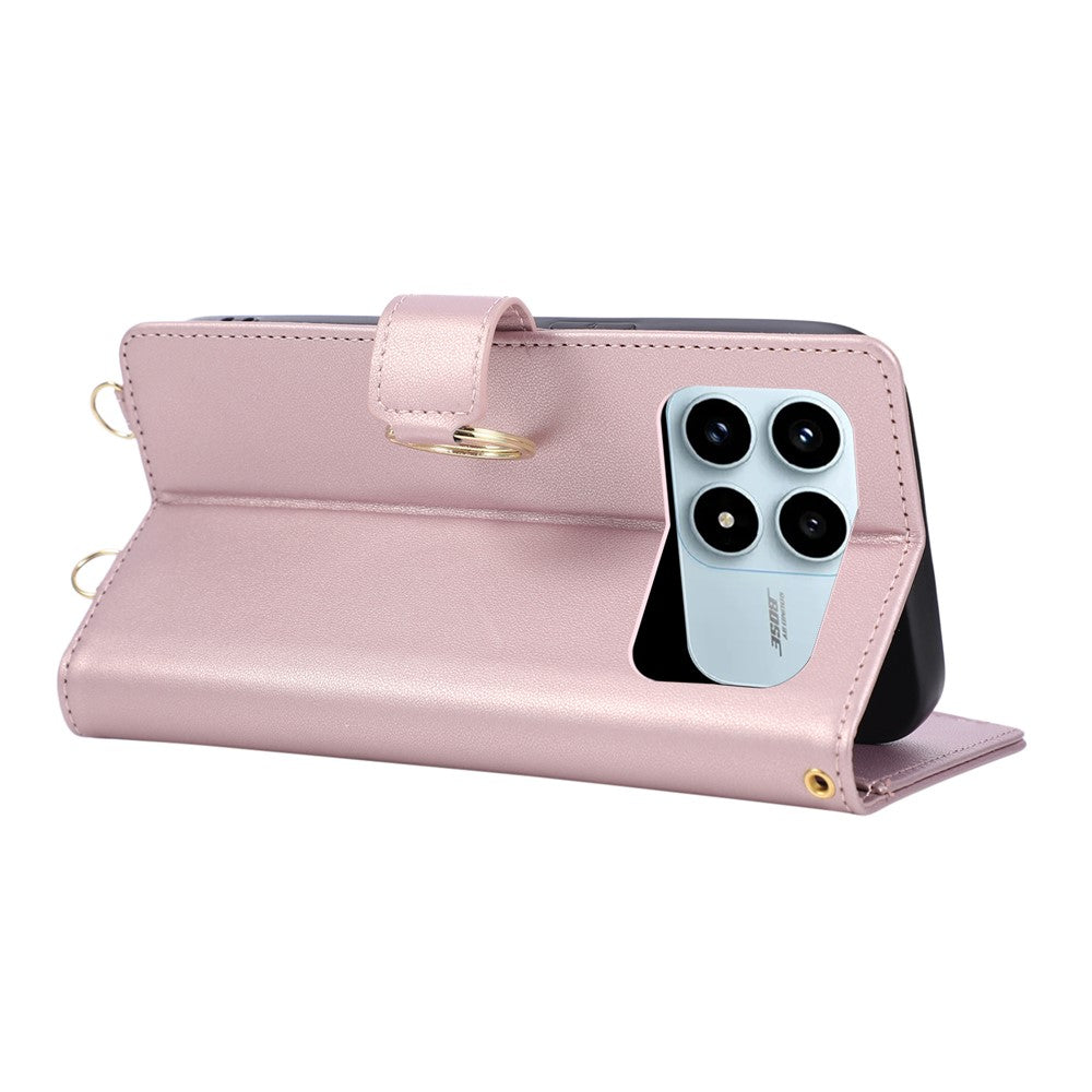 For Xiaomi Redmi K90 5G / Poco F8 Pro 5G Case Magnetic Ring Buckle Zipper Pocket Rhombic Leather Phone Cover with Wrist Strap