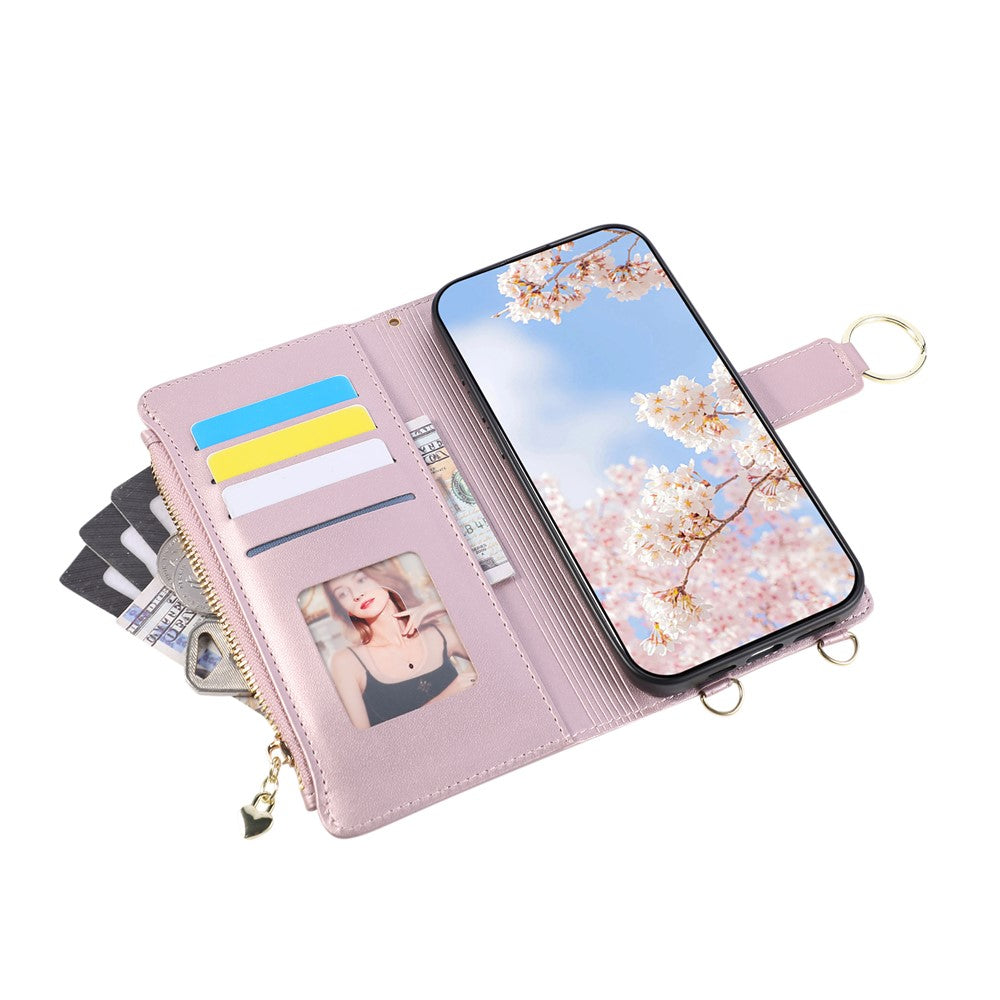 For Xiaomi Redmi K90 5G / Poco F8 Pro 5G Case Magnetic Ring Buckle Zipper Pocket Rhombic Leather Phone Cover with Wrist Strap